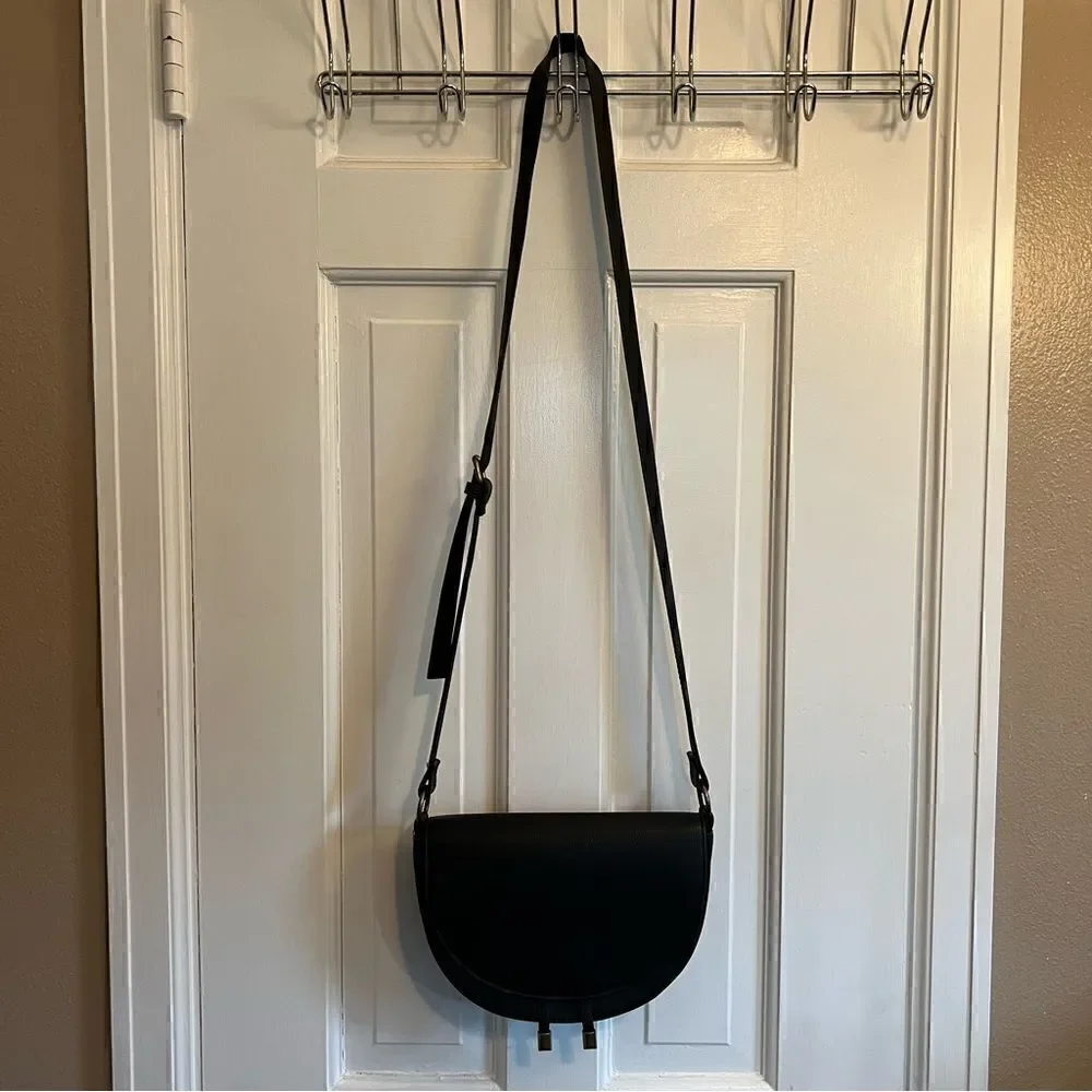 Falls Creek Women's Black Faux Leather Small Flap Crossbody Purse